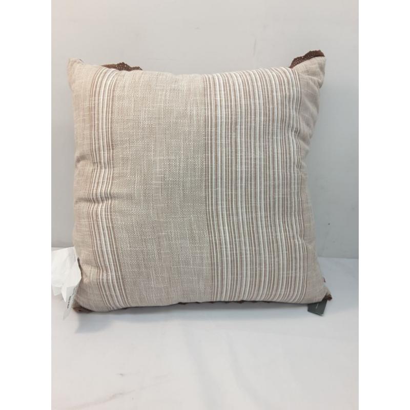 Textured Woven Square Throw Pillow with Lace Trim Neutral/Cream - Threshold