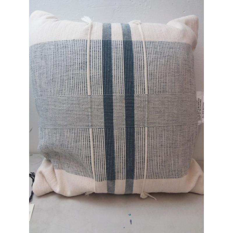 18 x 18 Center Band Stripes Square Throw Pillow Blue