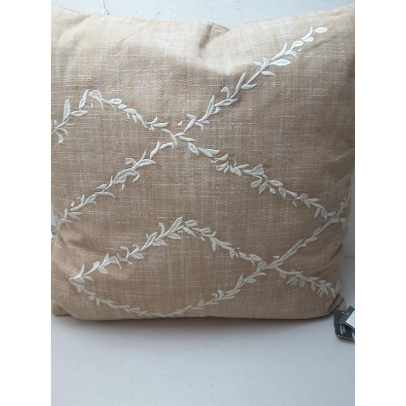 Embroidered Floral Square Throw Pillow Neutral/Cream - Threshold