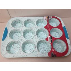 Trudeau 12ct Silicone Muffin Pan Blue