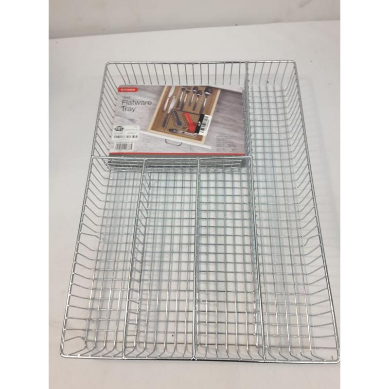 Spectrum Grid Large Silverware Tray - Chrome