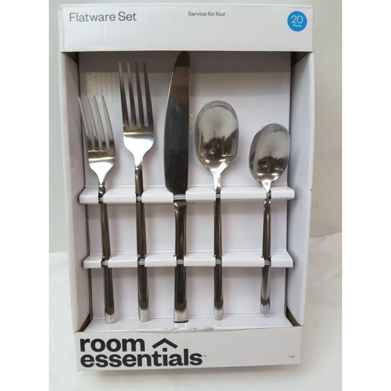 20pc Stainless Steel Silverware Set - Room Essentials