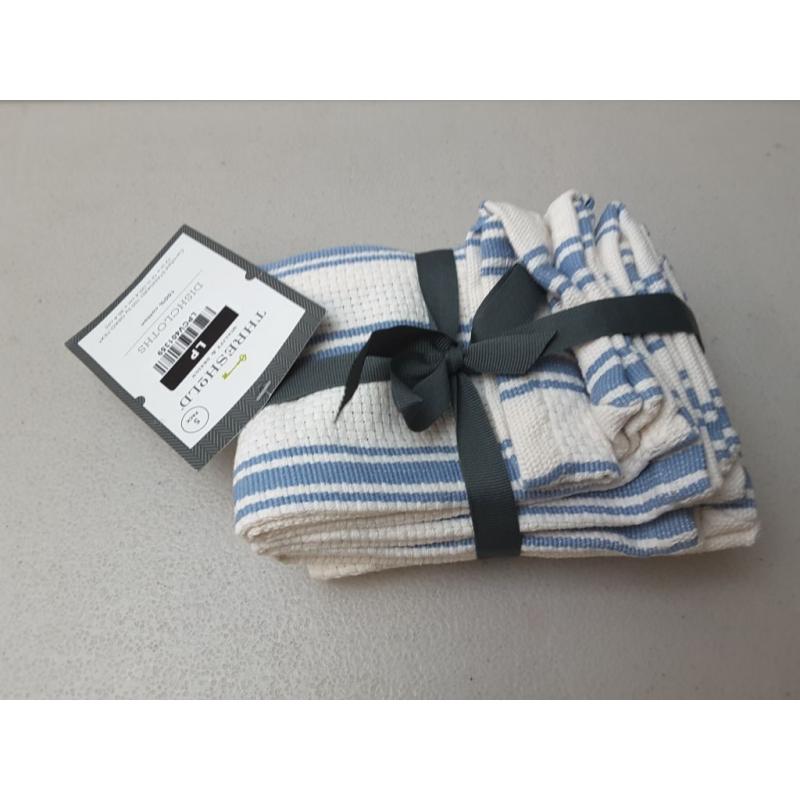 5pk Cotton Basketweave Striped Dishcloths Blue - Threshold