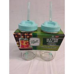 Ball 2pk Spiral Jars with Sip N Straw