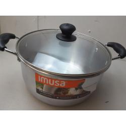 IMUSA 8qt Aluminum Pot with Glass Lid and Bakelite Handles