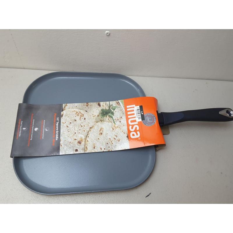 IMUSA 11 Ceramic Griddle with Soft Touch Handle Blue