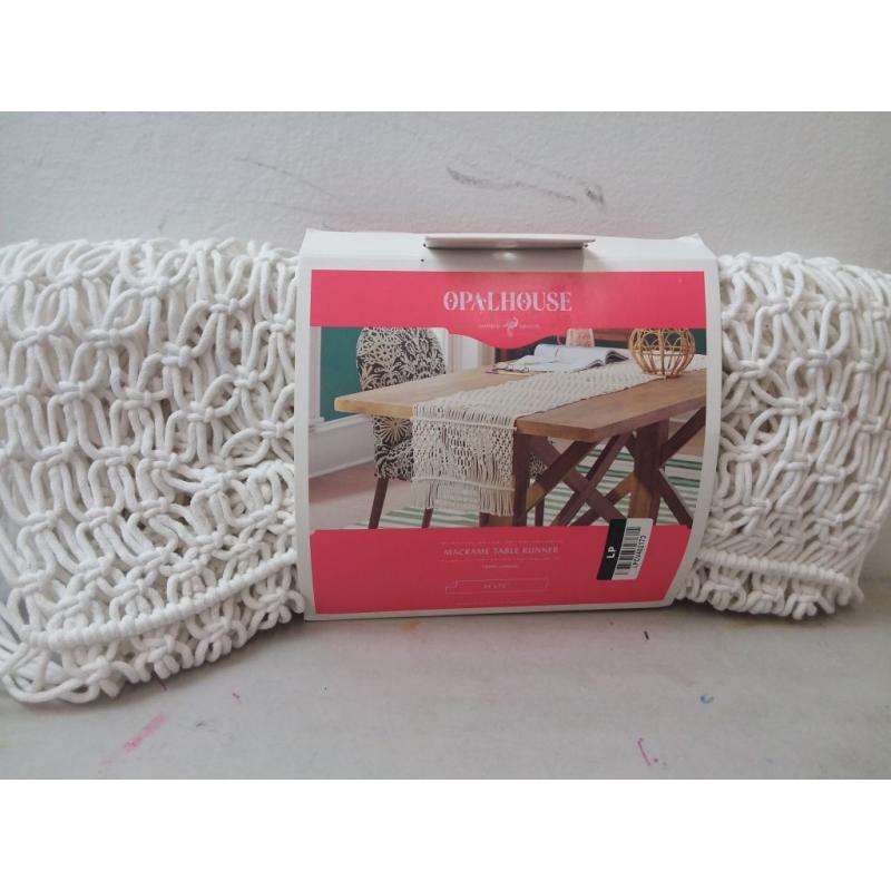 72 x 14 Cotton Macrame Runner White
