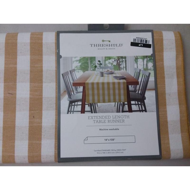 108 x 14 Cotton Gingham Check Table Runner Yellow