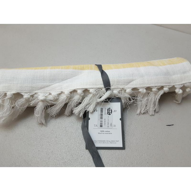 72 x 14 Cotton Striped Table Runner with Fringe - Threshold