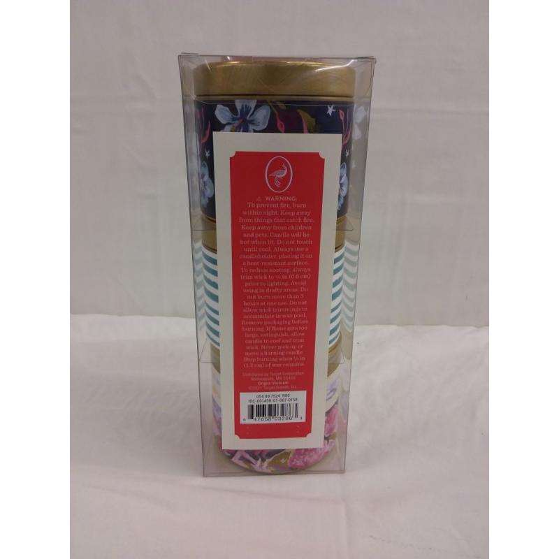 4oz 3pk Lidded Mini Patterned Tin Cool Candle Gift Set - Opalhouse