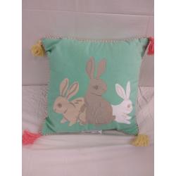 Spritz Turquoise Cotton Bunny Pillow