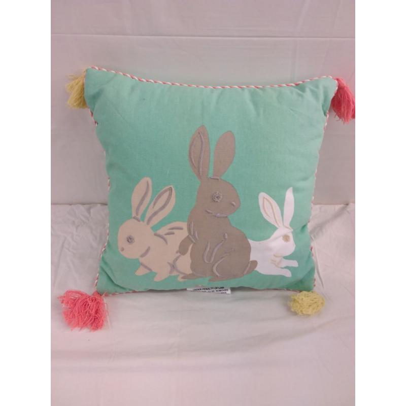 Spritz Turquoise Cotton Bunny Pillow