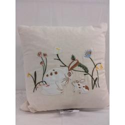 Mom and Baby Bunny Square Throw Pillow Cream - Threshold