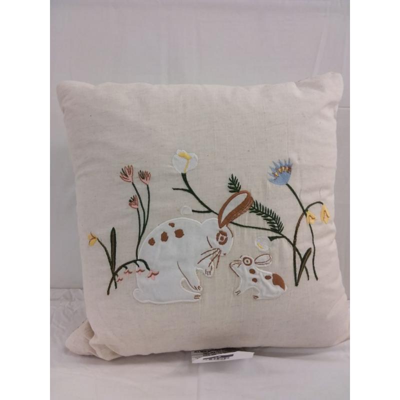 Mom and Baby Bunny Square Throw Pillow Cream - Threshold