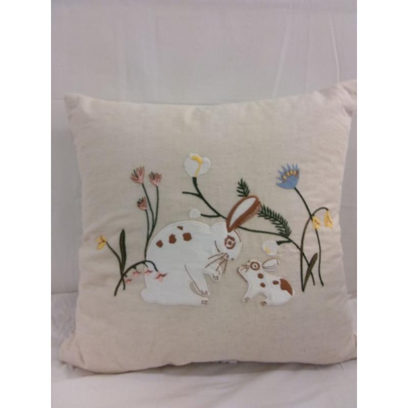 Mom and Baby Bunny Square Throw Pillow Cream - Threshold