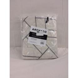 84x50 Jigsaw Embroidery Linen Blend Light Filtering Curtain Gray/Linen - Archaeo