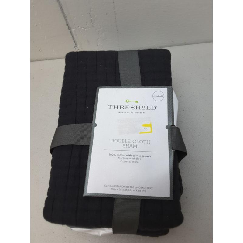 Standard Double Cloth Quilt Sham Black - Threshold