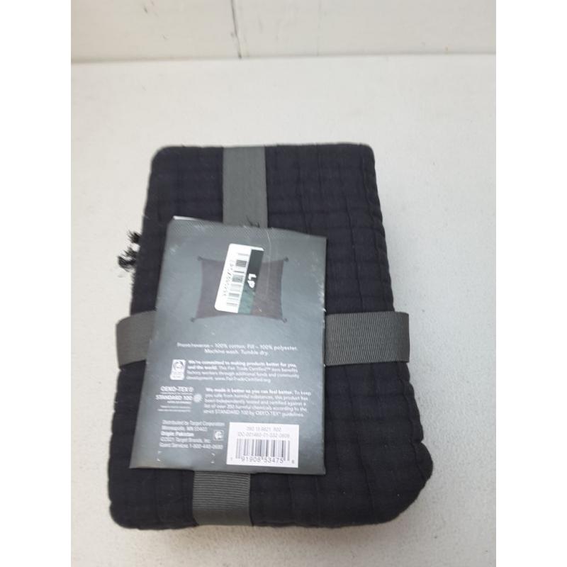 Standard Double Cloth Quilt Sham Black - Threshold