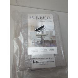 Farmhouse Basketweave Dining Room Chair Slipcover Oatmeal - Sure Fit -