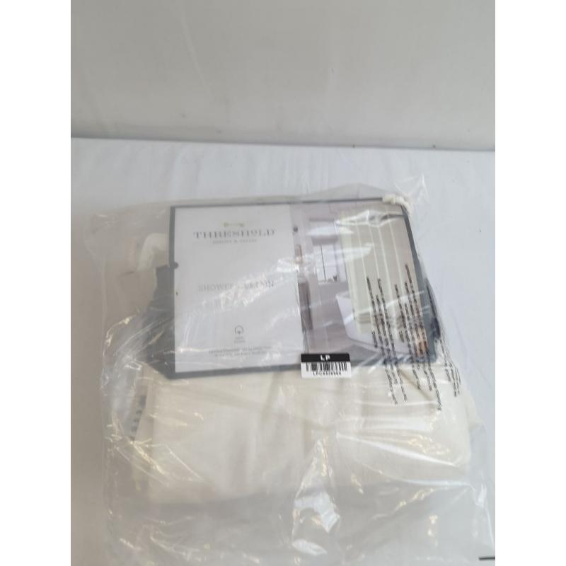 Striped Fringe Shower Curtain Off-White - Threshold