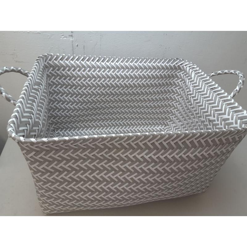 Large Woven Rectangular Storage Basket Gray/white - Brightroom
