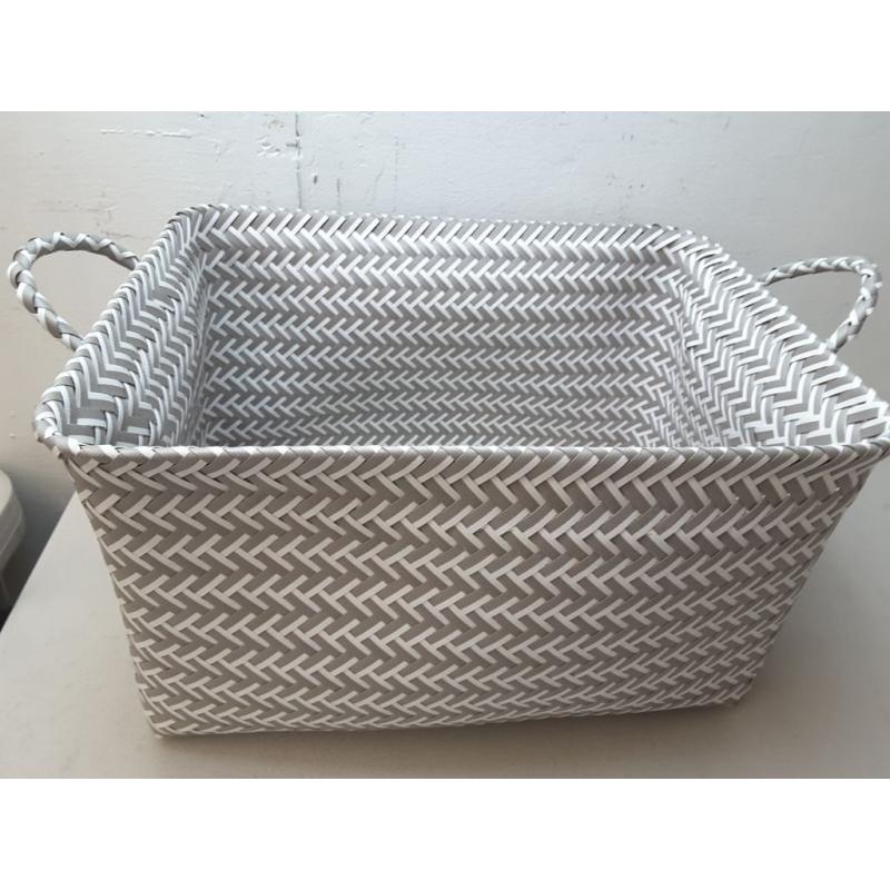 Large Woven Rectangular Storage Basket Gray/white - Brightroom