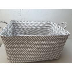 Large Woven Rectangular Storage Basket Gray/white - Brightroom