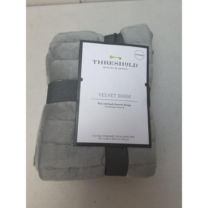 Standard Velvet Solid Quilt Sham Gray - Threshold