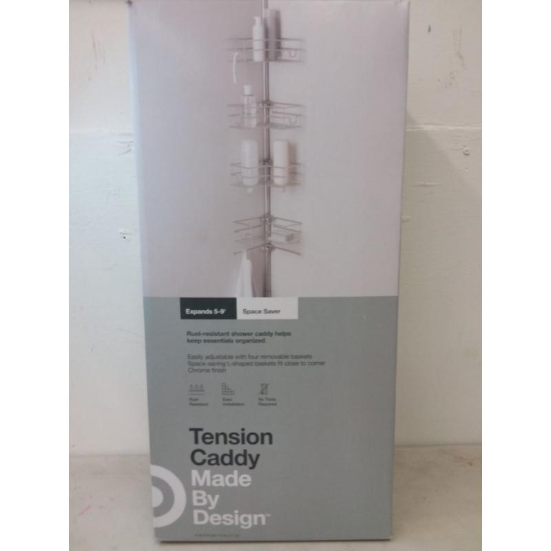 Steel L Shaped Tension Pole Caddy Chrome
