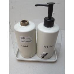 3pc Stoneware Soap & Lotion Pump Set Matte Sour Cream-Hearth & Hand w/ Magnolia