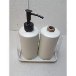 3pc Stoneware Soap & Lotion Pump Set Matte Sour Cream-Hearth & Hand w/ Magnolia
