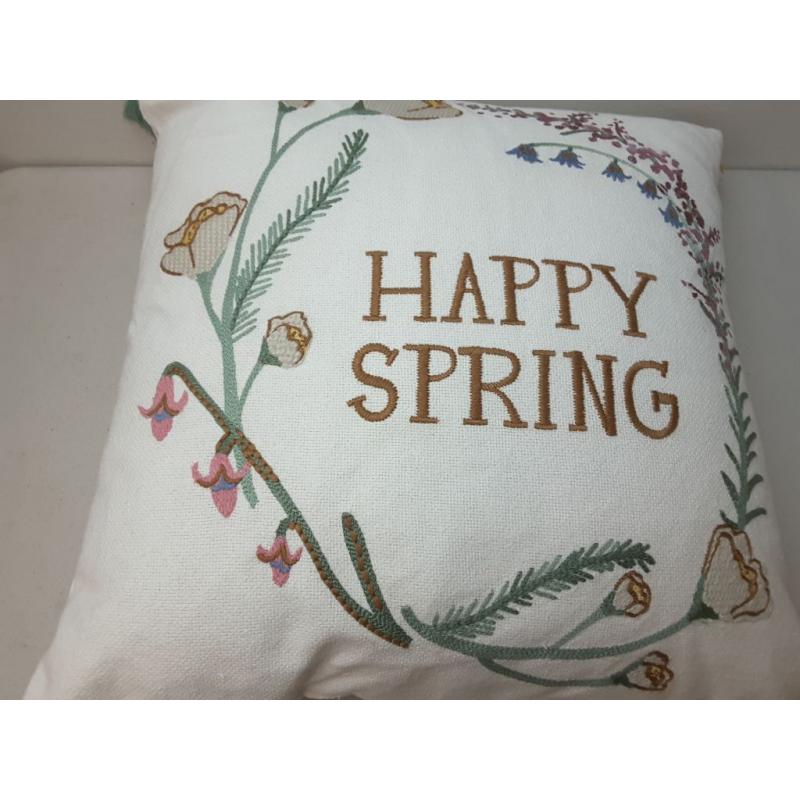 THRESHOLD Embroidered Happy Spring Throw Toss Pillow