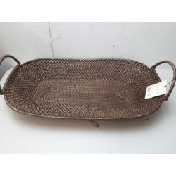 Dark Rattan Decor Tray with Handles Brown - Hearth & Hand with Magnolia