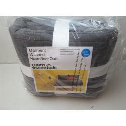 Full/Queen Garment Washed Microfiber Quilt Charcoal - Room Essentials
