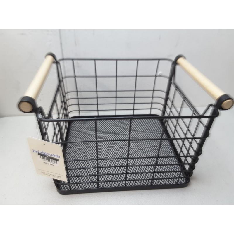 Small Wire Natural Wood Handles Milk Crate Black - Brightroom -