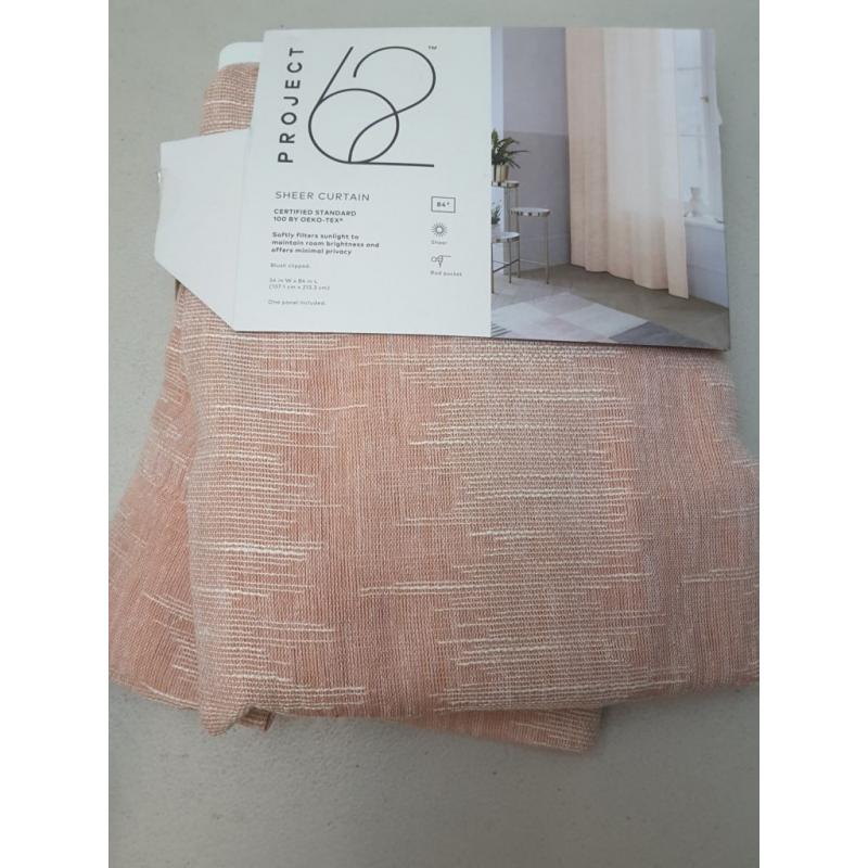 84x54 Richter Clipped Sheer Window Curtain Panel Blush - Project 62