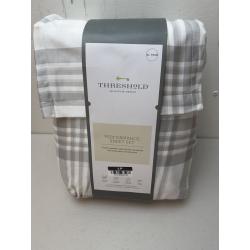Twin/Twin XL Printed Pattern Performance Sheet Set Gray Plaid - Threshold
