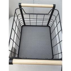Small Wire Natural Wood Handles Milk Crate Black - Brightroom -