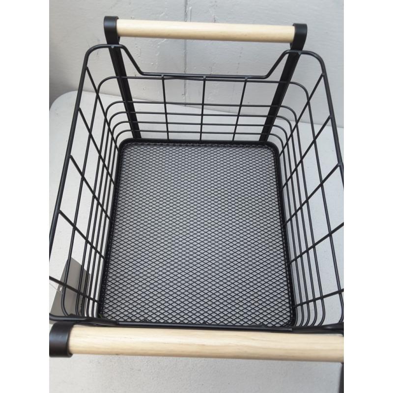 Small Wire Natural Wood Handles Milk Crate Black - Brightroom -
