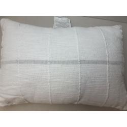 Oblong Textured Stripe Decorative Throw Pillow White/Light Gray - Threshold