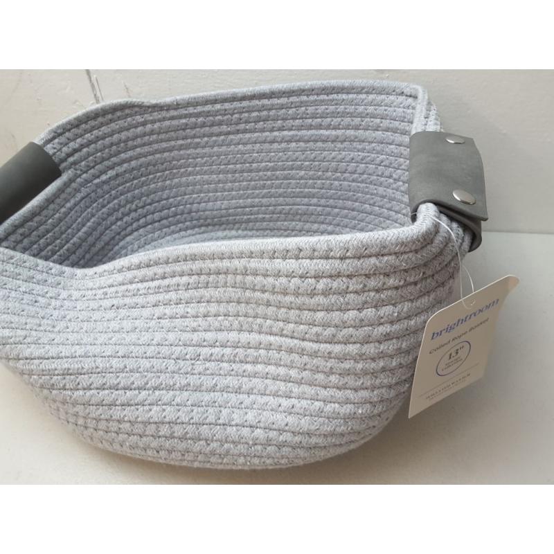 13 Half Coiled Rope Basket Gray - Brightroom