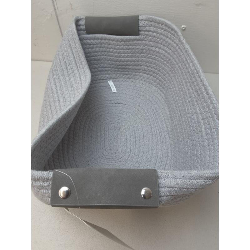 13 Half Coiled Rope Basket Gray - Brightroom