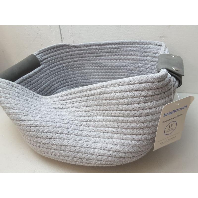 13 Half Coiled Rope Basket Gray - Brightroom