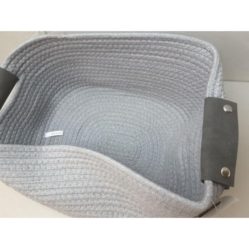13 Half Coiled Rope Basket Gray - Brightroom