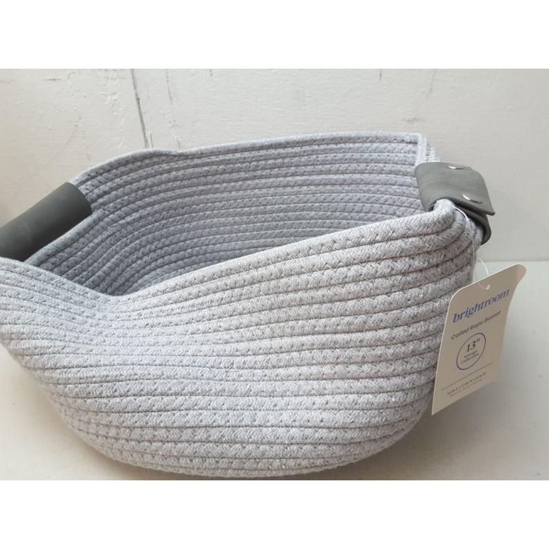 13 Half Coiled Rope Basket Gray - Brightroom