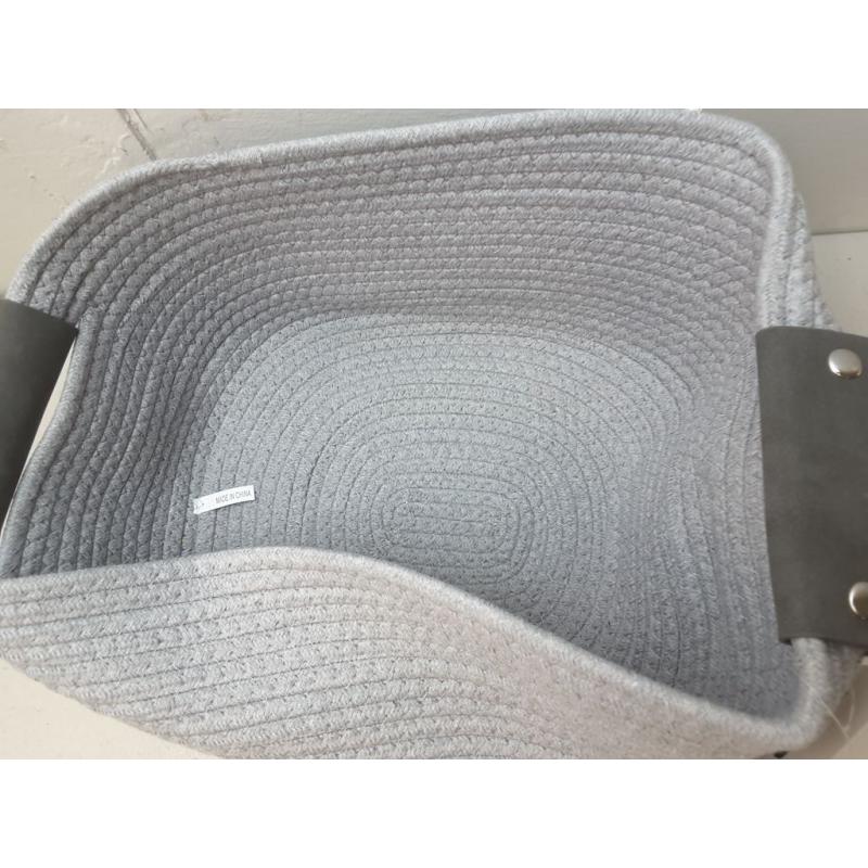 13 Half Coiled Rope Basket Gray - Brightroom
