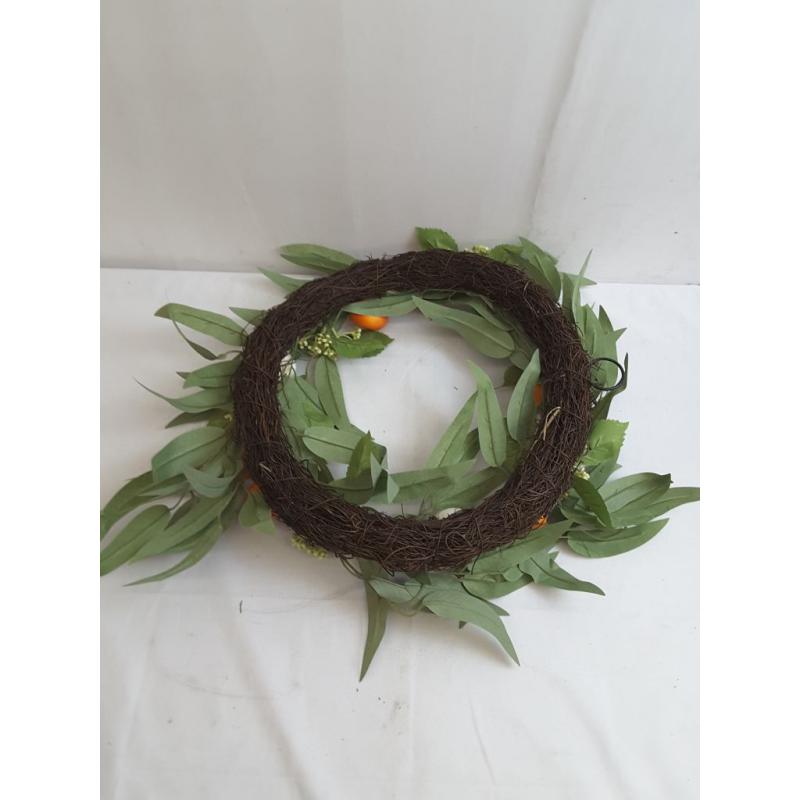 15 Artificial Leaf and Orange Wreath