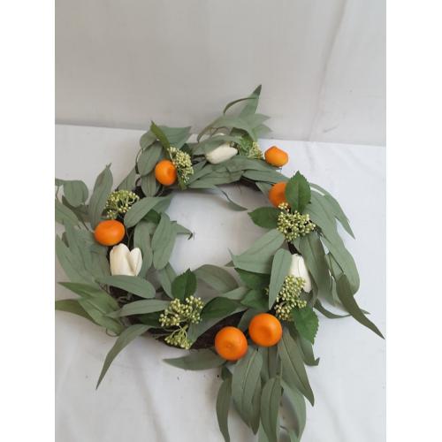 15 Artificial Leaf and Orange Wreath