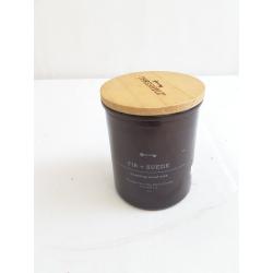 Lidded Glass Jar Crackling Wooden Wick Candle Fir and Suede - Threshold