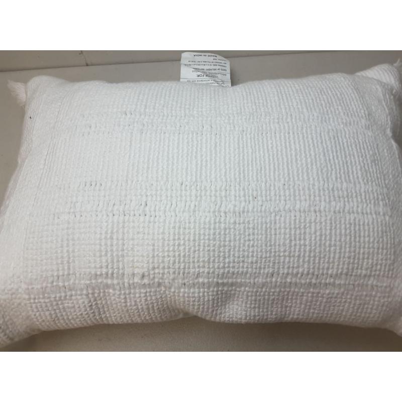 Oblong Textured Tassel Decorative Throw Pillow White - Threshold